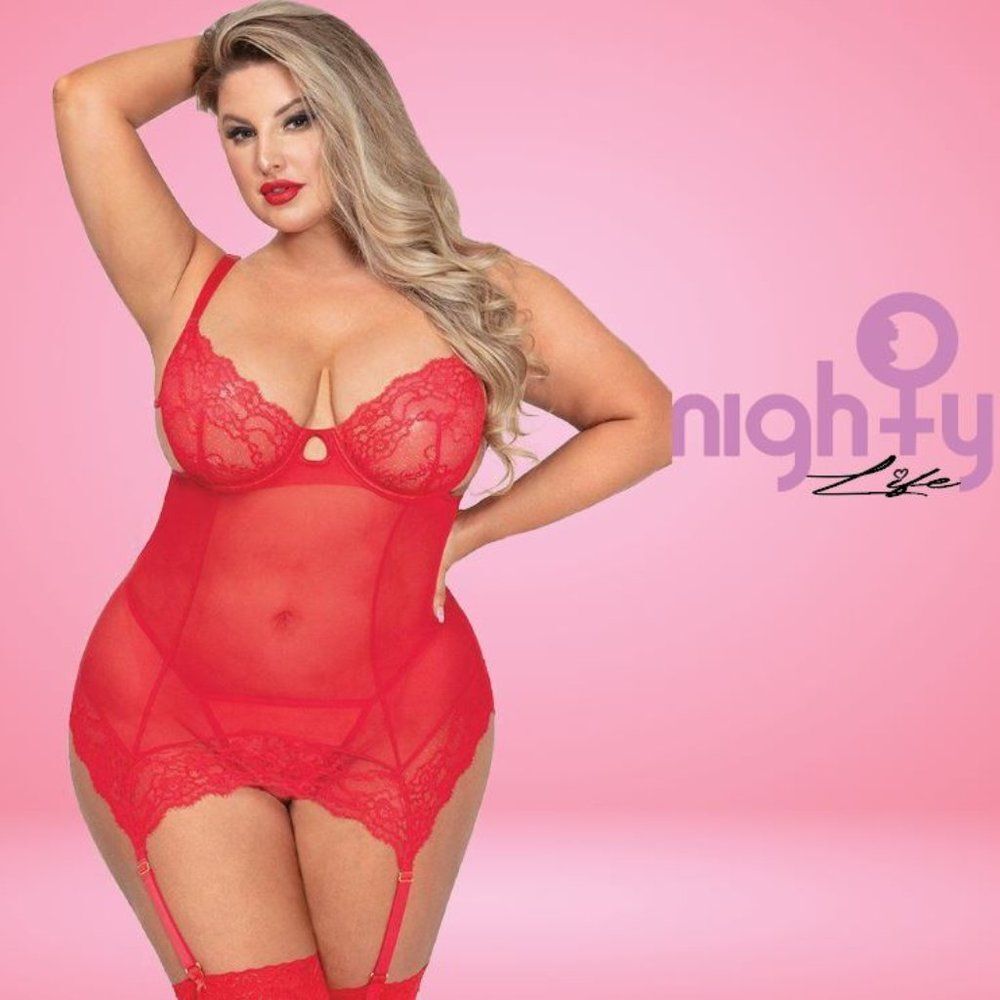 Cape Eyelash Red Merrywidow Set Lingerie Queen Sz